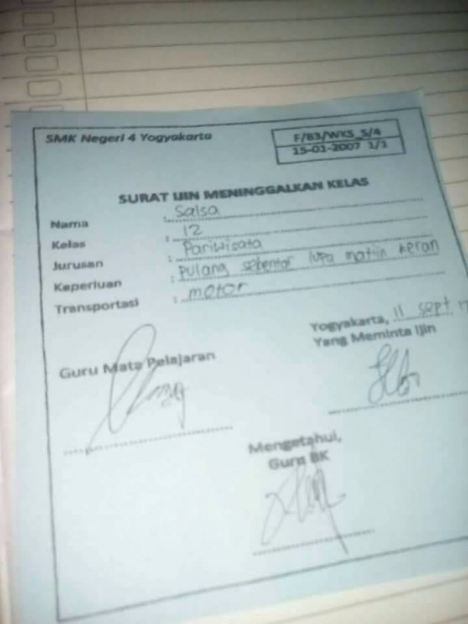 Surat izin yang nyeleneh dan kocak bikin geleng-geleng kepala